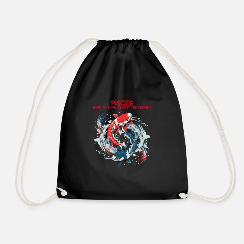 Pisces Design - Drawstring Bag - black