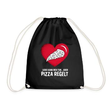 Love Hurts Breakup Valentine's Day Pizza Regulates - Drawstring Bag - black - Front