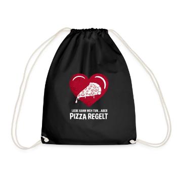 Love Hurts Breakup Valentine's Day Pizza Regulates - Drawstring Bag - black - Front