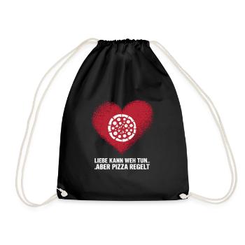 Love Hurts Breakup Valentine's Day Pizza Regulates - Drawstring Bag - black - Front