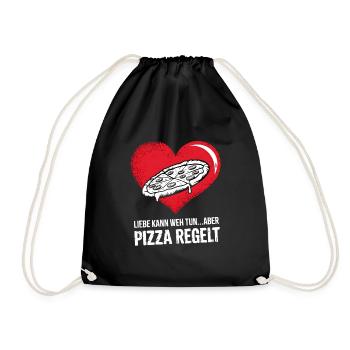 Love Hurts Breakup Valentine's Day Pizza Regulates - Drawstring Bag - black - Front