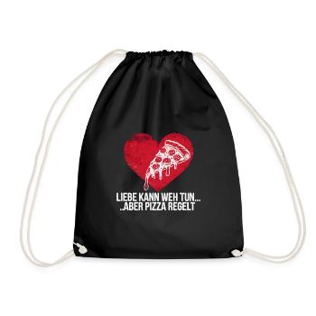 Love Hurts Breakup Valentine's Day Pizza Regulates - Drawstring Bag - black - Front