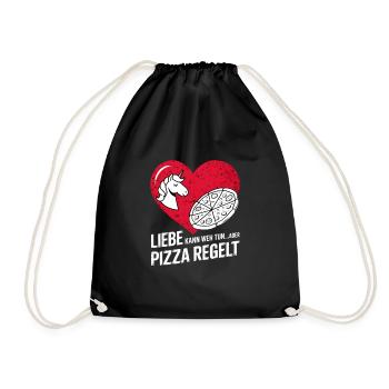 Love Hurts Breakup Valentine's Day Pizza Regulates - Drawstring Bag - black - Front