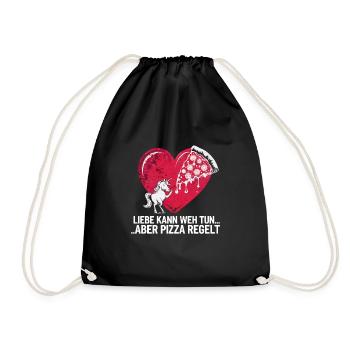 Love Hurts Breakup Valentine's Day Pizza Regulates - Drawstring Bag - black - Front