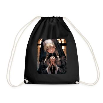 Eine schöne tätowierte Nonne mit blonden Haaren Anime - Turnbeutel - Schwarz - Vorne