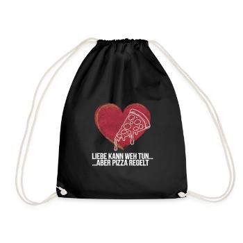 Love Hurts Breakup Valentine's Day Pizza Regulates - Drawstring Bag - black - Front