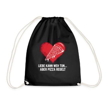 Love Hurts Breakup Valentine's Day Pizza Regulates - Drawstring Bag - black - Front