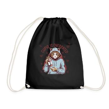 Single Valentine's Day Love Cupid Funny Saying - Drawstring Bag - black - Front