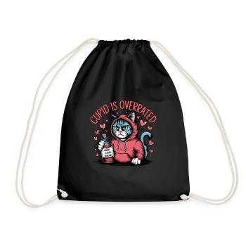 Single Valentine's Day Love Cupid Funny Saying - Drawstring Bag - black - Front