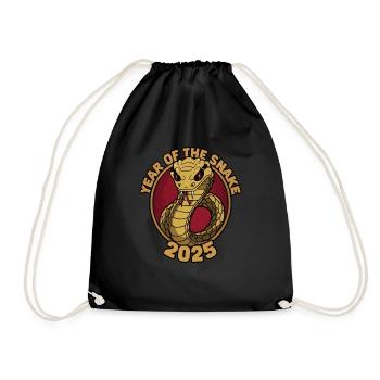 Chinese Year 2025 Year of the Snake - Drawstring Bag - black - Front