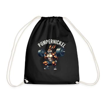 Pumpernickel-Kaninchen Fitnesstrainer Bodybuilder - Turnbeutel - Schwarz - Vorne