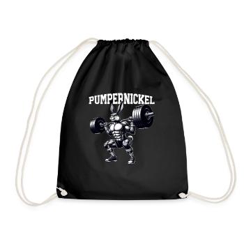 Pumpernickel-Kaninchen Fitnesstrainer Bodybuilder - Turnbeutel - Schwarz - Vorne
