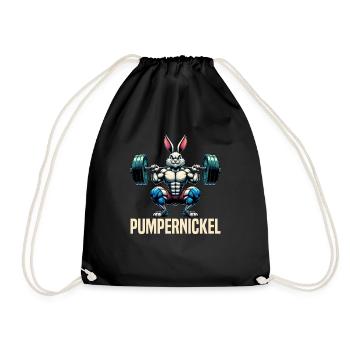 Pumpernickel-Kaninchen Fitnesstrainer Bodybuilder - Turnbeutel - Schwarz - Vorne
