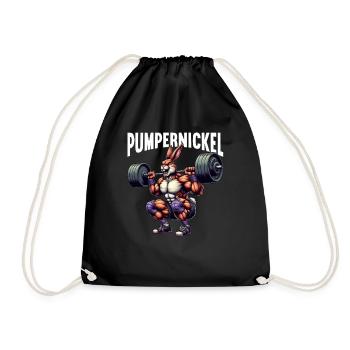 Pumpernickel-Kaninchen Fitnesstrainer Bodybuilder - Turnbeutel - Schwarz - Vorne