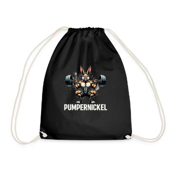 Pumpernickel-Kaninchen Fitnesstrainer Bodybuilder - Turnbeutel - Schwarz - Vorne