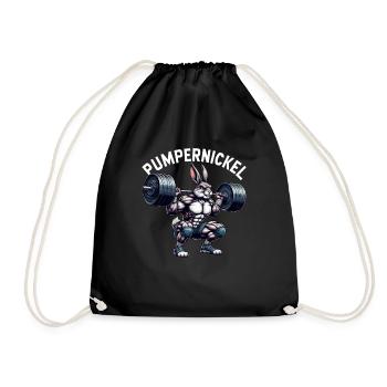 Pumpernickel-Kaninchen Fitnesstrainer Bodybuilder - Turnbeutel - Schwarz - Vorne