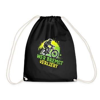 Mountainbiker Fahrradliebhaber Radfahrer Radfahren - Turnbeutel - Schwarz - Vorne