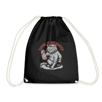 Single Valentine's Day Love Cupid Funny Saying - Drawstring Bag - black - Front