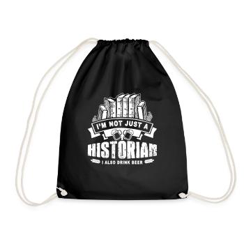 Historian Loves Beer - Drawstring Bag - black - Front