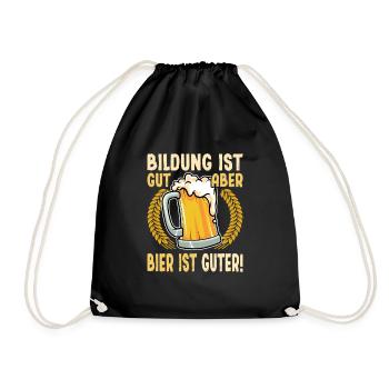 Education is good, but beer is good, education beer - Drawstring Bag - black - Front