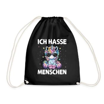 Süßes Einhorn, Bunte Einhörner - Turnbeutel - Schwarz - Vorne
