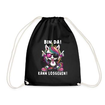 Süßes Einhorn, Bunte Einhörner - Turnbeutel - Schwarz - Vorne