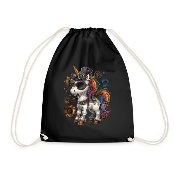 Steampunk Zubehör Steampunk Einhorn - Turnbeutel - Schwarz - Vorne