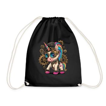 Steampunk Zubehör Steampunk Einhorn - Turnbeutel - Schwarz - Vorne