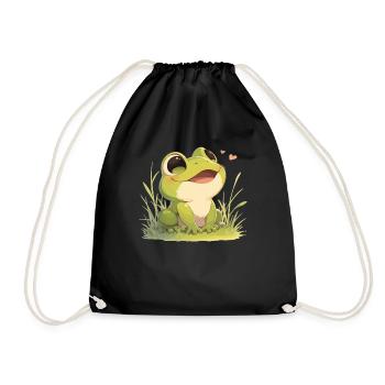 Frosch Frösche - Turnbeutel - Schwarz - Vorne