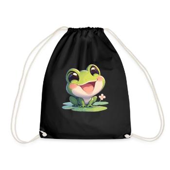 Frosch Frösche - Turnbeutel - Schwarz - Vorne