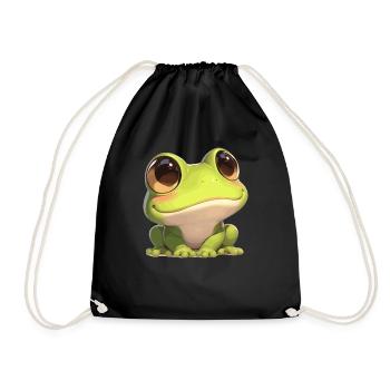 Frosch Frösche - Turnbeutel - Schwarz - Vorne