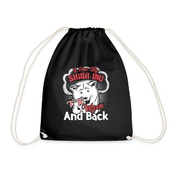 I Love My Shiba Inu To The Moon And Back - Drawstring Bag - black - Front
