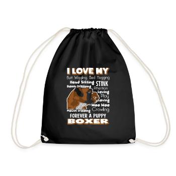 I Love My Puppy Boxer - Drawstring Bag - black - Front