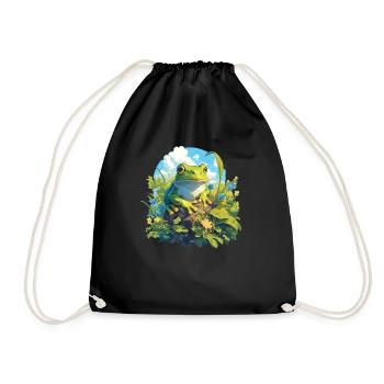 Frosch Frösche - Turnbeutel - Schwarz - Vorne