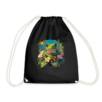 Frosch Frösche - Turnbeutel - Schwarz - Vorne