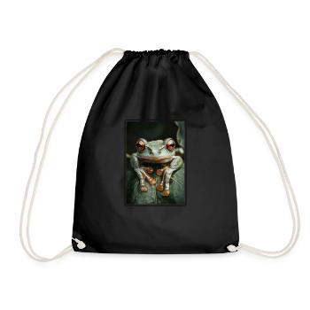 Frosch Frösche - Turnbeutel - Schwarz - Vorne