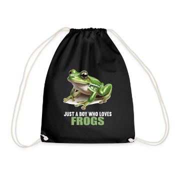 Frosch Frösche - Turnbeutel - Schwarz - Vorne
