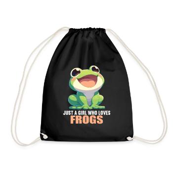 Frosch Frösche - Turnbeutel - Schwarz - Vorne