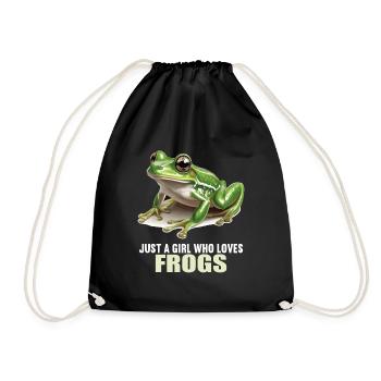 Frosch Frösche - Turnbeutel - Schwarz - Vorne