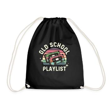 Old School Playlist.Retro and Vintage Lovers - Drawstring Bag - black - Front