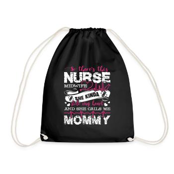 Nurse Midwife Nurse Midwife Mommy - Drawstring Bag - black - Front