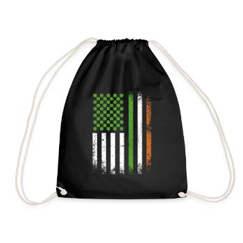 Patriotic Irish American Flag Ireland St. Patricks - Drawstring Bag - black - Front
