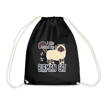 I am Loved by a Birman Cat - Drawstring Bag - black - Front