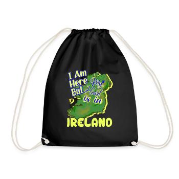 I Am Here But My Heart Is In Ireland - Drawstring Bag - black - Front