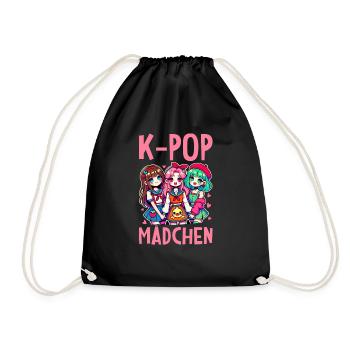 K-Pop Korean Music Kpop Fans Kdrama - Drawstring Bag - black - Front