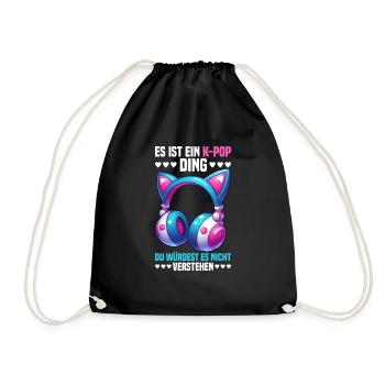 K-Pop Korean Music Kpop Fans Kdrama - Drawstring Bag - black - Front