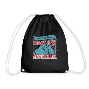 I Am Here But My Heart Is In Australia - Drawstring Bag - black - Front