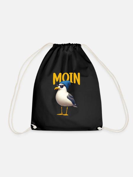 Moin Möwe Norddeutschland Gruß Ostsee Nordsee - Turnbeutel - Schwarz