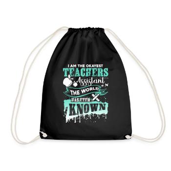 Teacher Assistant Okayest Teacher Assistant - Drawstring Bag - black - Front