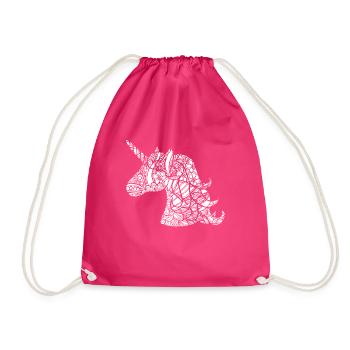 Unicorn Floral Pattern - Drawstring Bag - fuchsia - Front